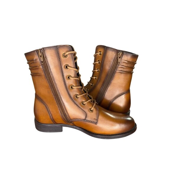 Josef Seibel Simona 01 Cognac Leather Lace Up & Zip Ankle Boots Sz 6 NWOB Comfy - Picture 5 of 7